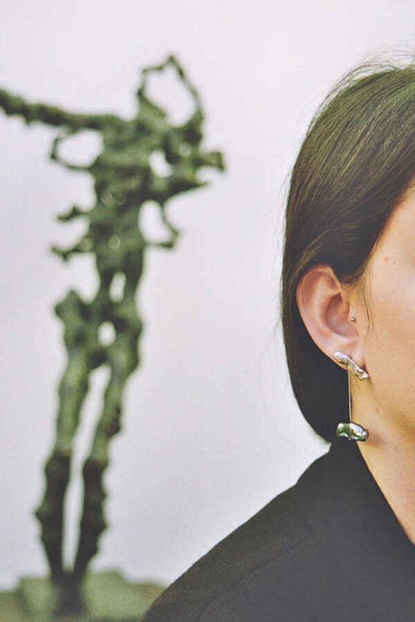Unique Custom Made Hand Crafted Contemporary Design Sterling Silver and Baroque Pearl changeable Earrings